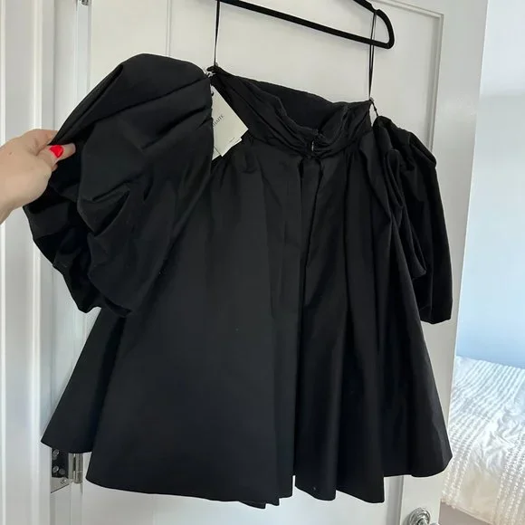 ❌SOLD❌NWT Khaite Katerina Off-shoulder Mini Dress Balloon Sleeves Sz 10 - Picture 11 of 12